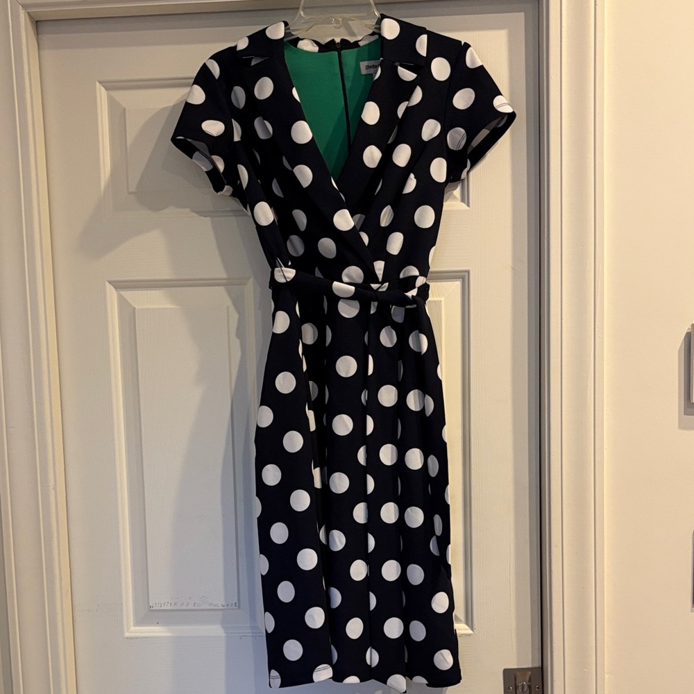 Shelby & Palmer Navy Polka Dot Midi Dress